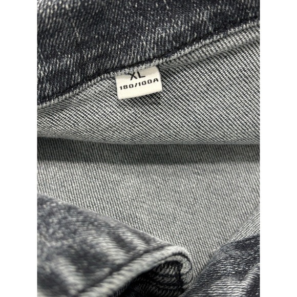 NEW Black Denim Trucker Jacket Men's XL Classic Button Front Art Streetwear - Picture 6 of 10